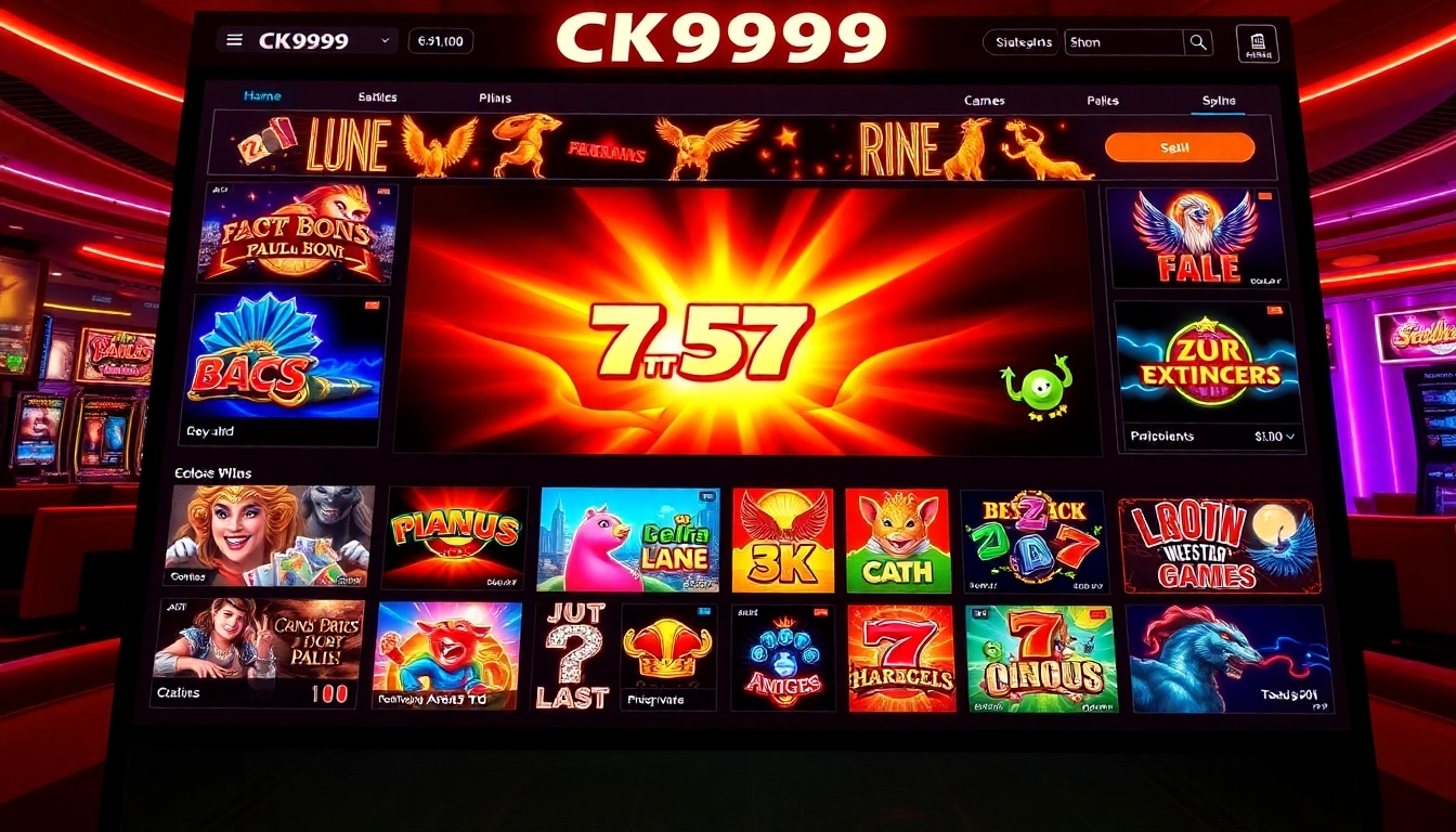Screenshot of ck999 game interface highlighting slot games at a vibrant, secure online casino platform for engaging user experience.