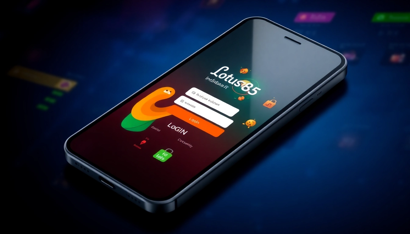 Secure Lotus365 ID login interface on a mobile device with Indian sports and casino icons, representing trusted online betting access.