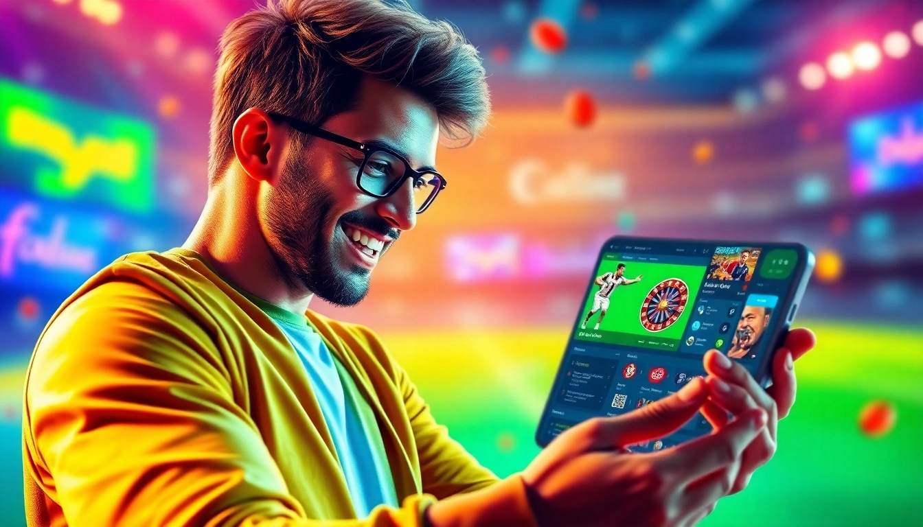 Engaged user placing bets on fairplay online platform with live sports and casino games, demonstrating trust and ease of use, in a vibrant digital environment.