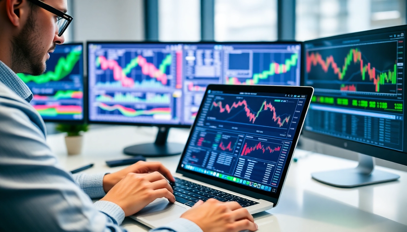 Comparison of Best Online Trading Platforms UK with sleek financial charts and digital